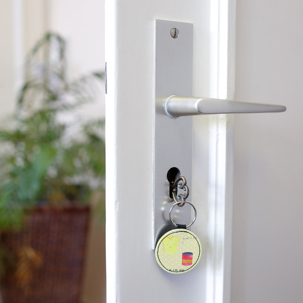 Rund Schlüsselanhänger Toast & Marmelade Schlüsselanhänger, Anhänger, Taschenanhänger, Glücksbringer, Schutzengel, Tiermotive, Gute Laune, lustige Sprüche, Tiere, Toast, Marmelade, Dreamteam, süße Postkarte, süß, Küche Deko, Küche Spruch, Frühstück Einladung, Brot, Toastbrot