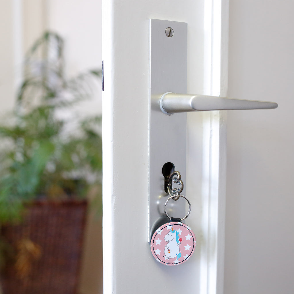 Rund Schlüsselanhänger Einhorn Baby Schlüsselanhänger, Anhänger, Taschenanhänger, Glücksbringer, Schutzengel, Einhorn, Einhörner, Einhorn Deko, Pegasus, Unicorn, Mutter, Geburt, Geburtstag, erstes Kind, Baby, Babyglück, Nachwuchs, Eltern, Party, Kind, Schnuller