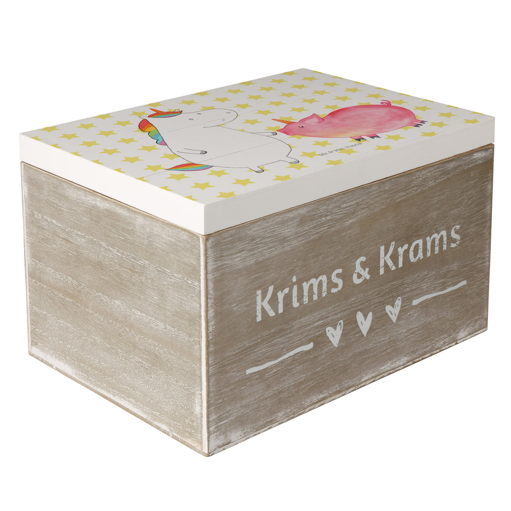 Holzkiste Einhorn + Schweinhorn Holzkiste, Kiste, Schatzkiste, Truhe, Schatulle, XXL, Erinnerungsbox, Erinnerungskiste, Dekokiste, Aufbewahrungsbox, Einhorn, Einhörner, Einhorn Deko, Pegasus, Unicorn, Freundschaft, Schweinhorn, Schwein, Freundin, Schweinchen