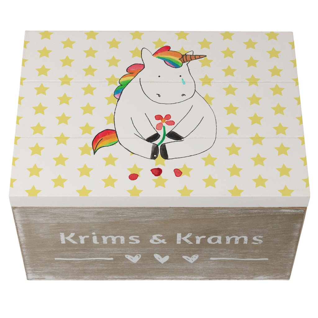 Holzkiste Einhorn Traurig Holzkiste, Kiste, Schatzkiste, Truhe, Schatulle, XXL, Erinnerungsbox, Erinnerungskiste, Dekokiste, Aufbewahrungsbox, Einhorn, Einhörner, Einhorn Deko, Pegasus, Unicorn, Glitzer, Trösten. Freundschaft, Freunde, Liebe, Trauer, Grußkarte, Blume