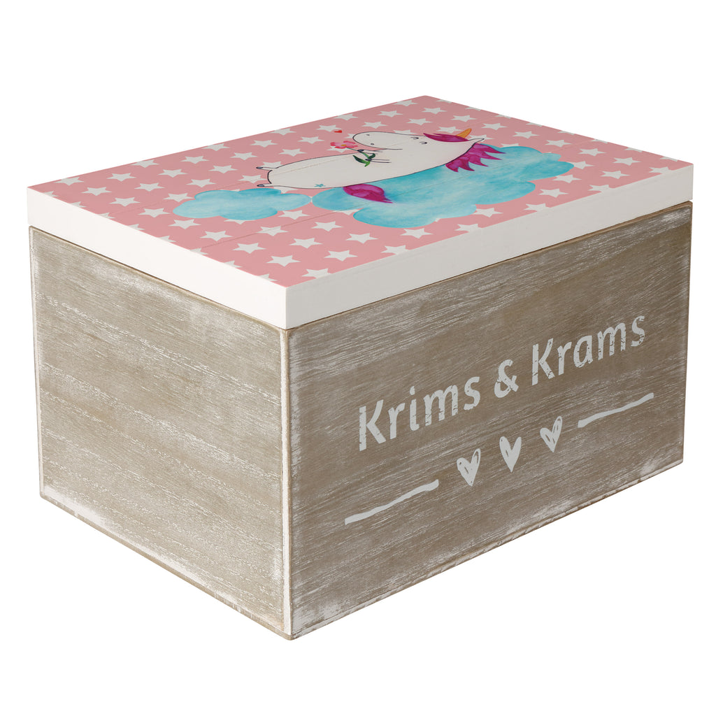 Holzkiste Einhorn verliebt auf Wolke Holzkiste, Kiste, Schatzkiste, Truhe, Schatulle, XXL, Erinnerungsbox, Erinnerungskiste, Dekokiste, Aufbewahrungsbox, Einhorn, Einhörner, Einhorn Deko, Pegasus, Unicorn, verliebt, Liebe, Liebesbeweis, Freundin, Wolke