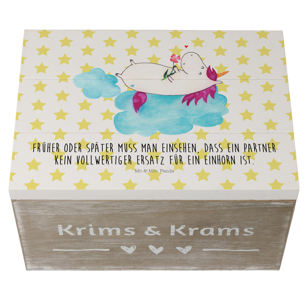 Holzkiste Einhorn verliebt auf Wolke Holzkiste, Kiste, Schatzkiste, Truhe, Schatulle, XXL, Erinnerungsbox, Erinnerungskiste, Dekokiste, Aufbewahrungsbox, Einhorn, Einhörner, Einhorn Deko, Pegasus, Unicorn, verliebt, Liebe, Liebesbeweis, Freundin, Wolke