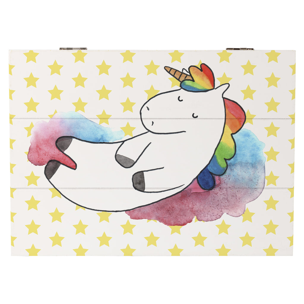 Holzkiste Einhorn Wolke 7 Holzkiste, Kiste, Schatzkiste, Truhe, Schatulle, XXL, Erinnerungsbox, Erinnerungskiste, Dekokiste, Aufbewahrungsbox, Einhorn, Einhörner, Einhorn Deko, Pegasus, Unicorn, verliebt, Menschen, witzig, lustig, Geschenk, Glaube, Realität, Lächeln