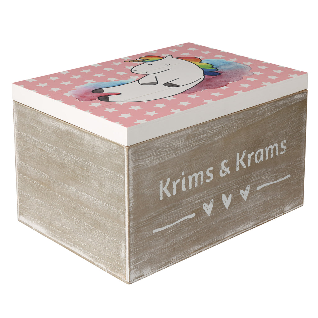 Holzkiste Einhorn Wolke 7 Holzkiste, Kiste, Schatzkiste, Truhe, Schatulle, XXL, Erinnerungsbox, Erinnerungskiste, Dekokiste, Aufbewahrungsbox, Einhorn, Einhörner, Einhorn Deko, Pegasus, Unicorn, verliebt, Menschen, witzig, lustig, Geschenk, Glaube, Realität, Lächeln