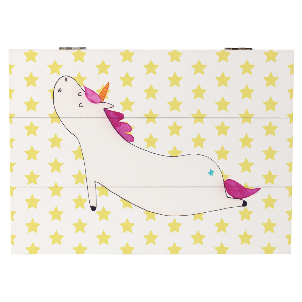 Holzkiste Einhorn Yoga Holzkiste, Kiste, Schatzkiste, Truhe, Schatulle, XXL, Erinnerungsbox, Erinnerungskiste, Dekokiste, Aufbewahrungsbox, Einhorn, Einhörner, Einhorn Deko, Pegasus, Unicorn, Yoga, Namaste, Achtsamkeit, Entspannung, Joga, Yogamatte, Sport, lustig, witzig, süß