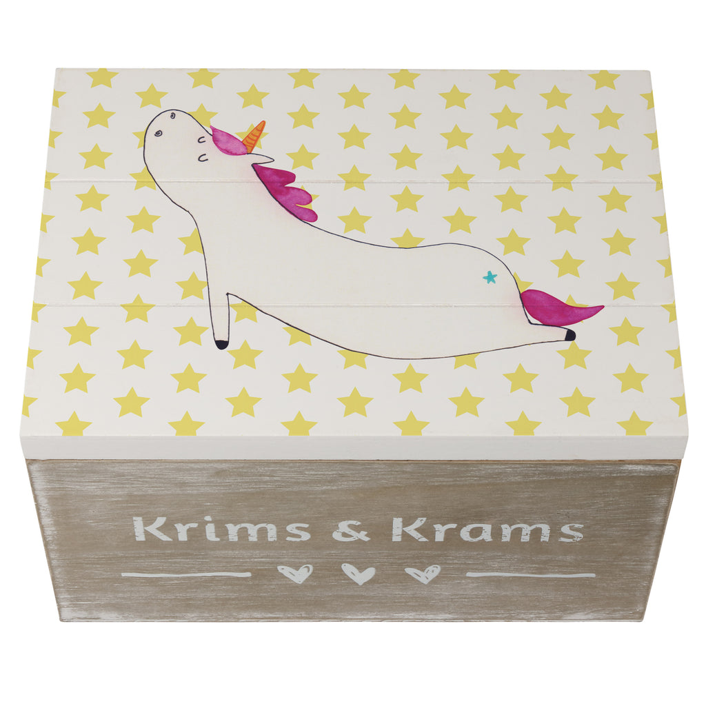 Holzkiste Einhorn Yoga Holzkiste, Kiste, Schatzkiste, Truhe, Schatulle, XXL, Erinnerungsbox, Erinnerungskiste, Dekokiste, Aufbewahrungsbox, Einhorn, Einhörner, Einhorn Deko, Pegasus, Unicorn, Yoga, Namaste, Achtsamkeit, Entspannung, Joga, Yogamatte, Sport, lustig, witzig, süß