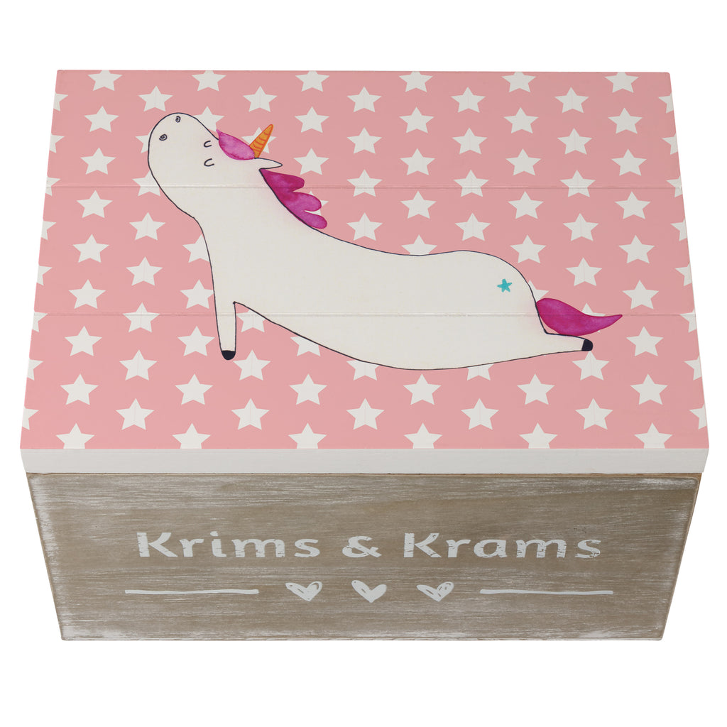 Holzkiste Einhorn Yoga Holzkiste, Kiste, Schatzkiste, Truhe, Schatulle, XXL, Erinnerungsbox, Erinnerungskiste, Dekokiste, Aufbewahrungsbox, Einhorn, Einhörner, Einhorn Deko, Pegasus, Unicorn, Yoga, Namaste, Achtsamkeit, Entspannung, Joga, Yogamatte, Sport, lustig, witzig, süß