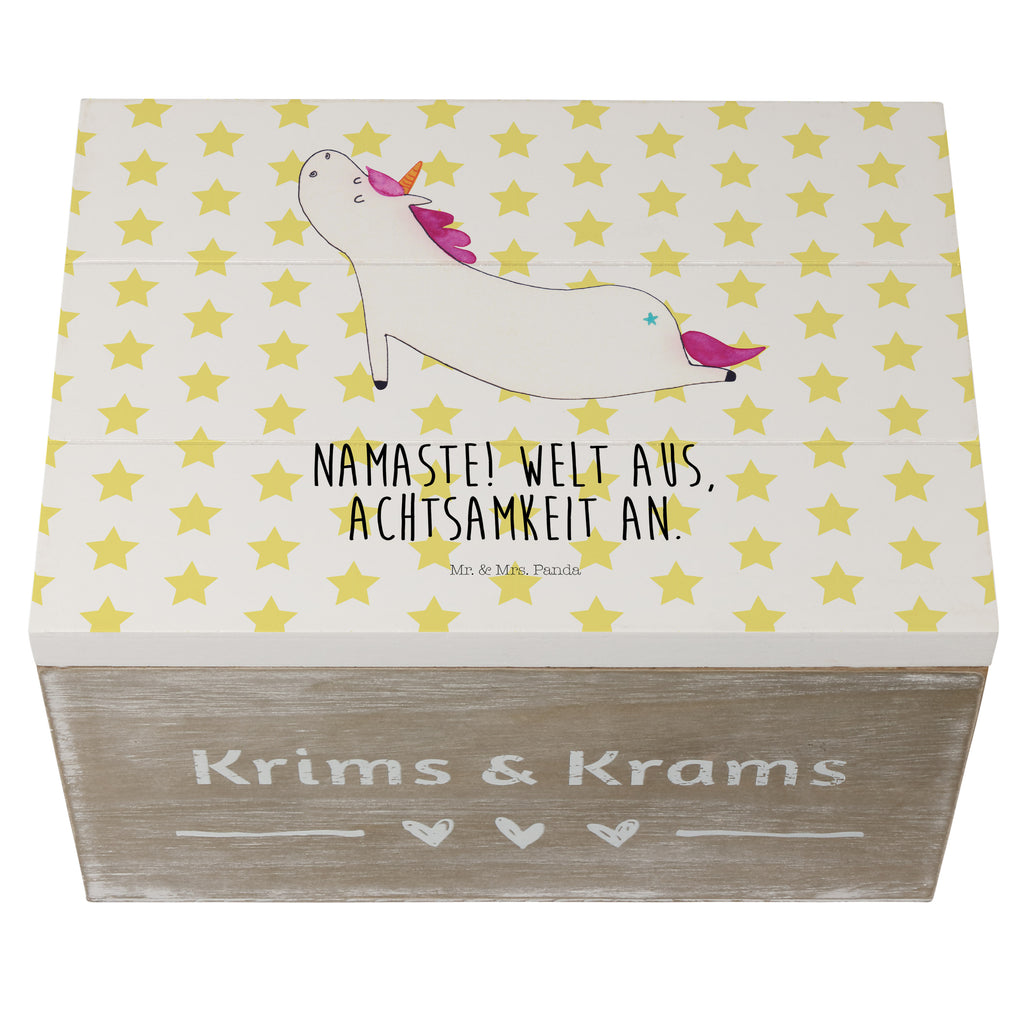 Holzkiste Einhorn Yoga Holzkiste, Kiste, Schatzkiste, Truhe, Schatulle, XXL, Erinnerungsbox, Erinnerungskiste, Dekokiste, Aufbewahrungsbox, Einhorn, Einhörner, Einhorn Deko, Pegasus, Unicorn, Yoga, Namaste, Achtsamkeit, Entspannung, Joga, Yogamatte, Sport, lustig, witzig, süß