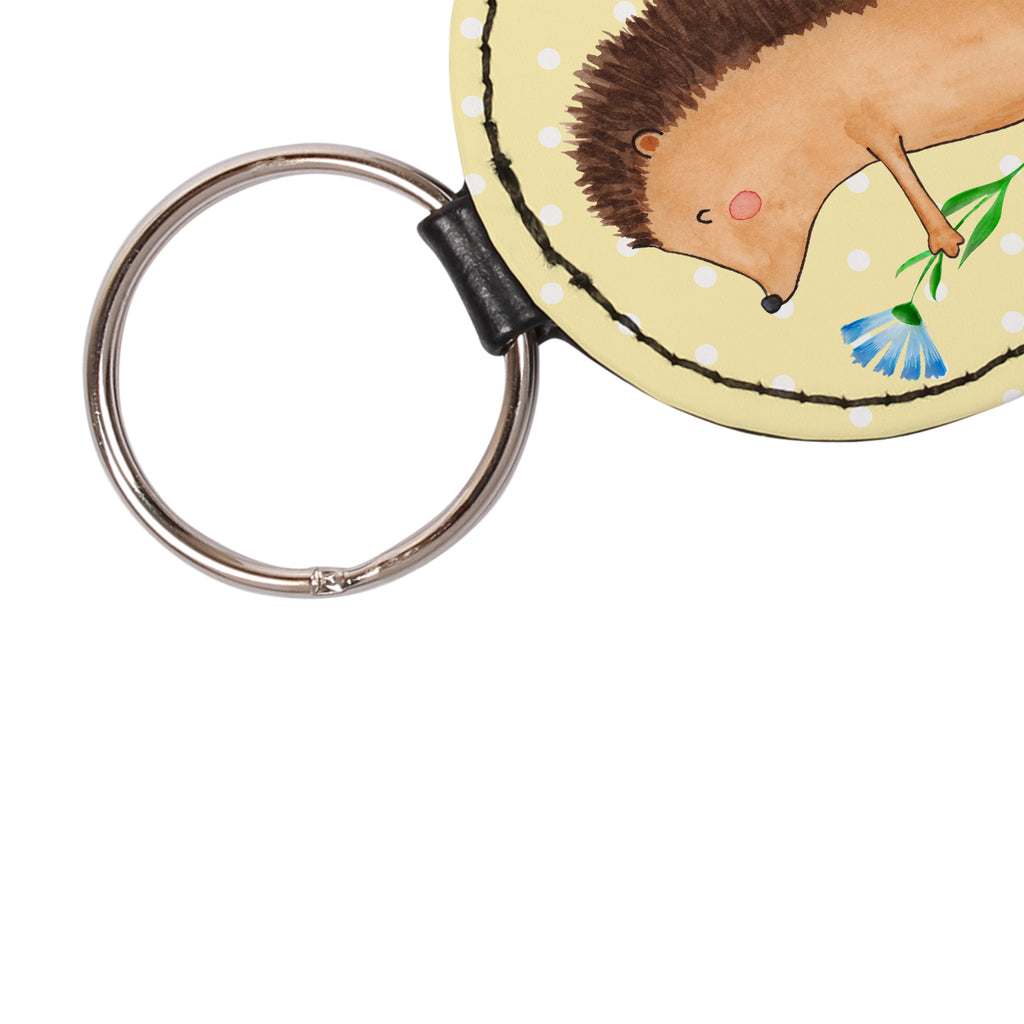 Rund Schlüsselanhänger Igel mit Blume Schlüsselanhänger, Anhänger, Taschenanhänger, Glücksbringer, Schutzengel, Tiermotive, Gute Laune, lustige Sprüche, Tiere, Igel, Gute Besserung, Genesungswünsche, Krankheit, Krankenhaus, krank, Besuch