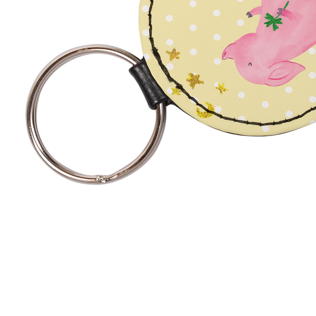 Rund Schlüsselanhänger Glücksschwein Schlüsselanhänger, Anhänger, Taschenanhänger, Glücksbringer, Schutzengel, Tiermotive, Gute Laune, lustige Sprüche, Tiere, Glücksschwein. Glück, Schwein, Schweinchen, Sterne, Sernchen, Ziele, Träume, Motivation