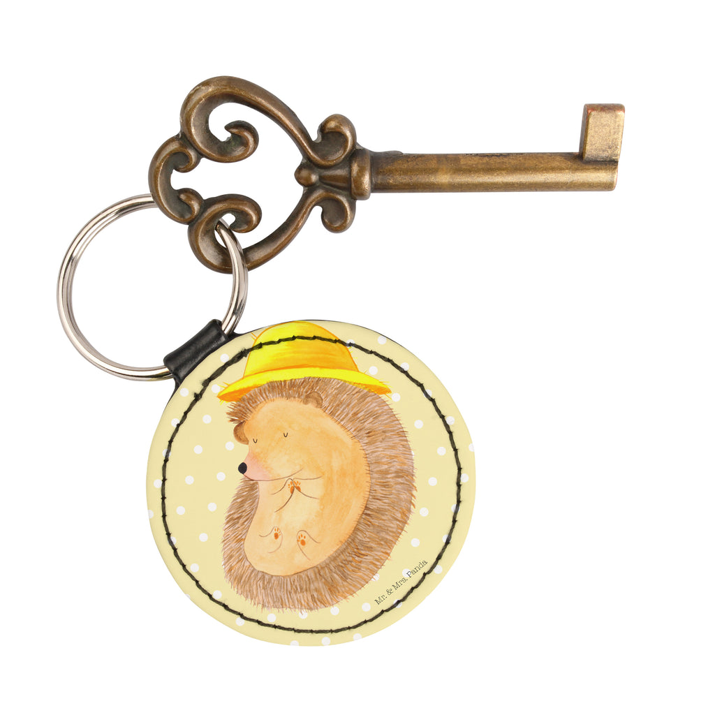 Rund Schlüsselanhänger Igel betet Schlüsselanhänger, Anhänger, Taschenanhänger, Glücksbringer, Schutzengel, Tiermotive, Gute Laune, lustige Sprüche, Tiere, Igel, Igel mit Hut, Sonnenhut, Gott, Amen, beten, Leben, Dankbarkeit, Dankbar sein, dankbar, genießen