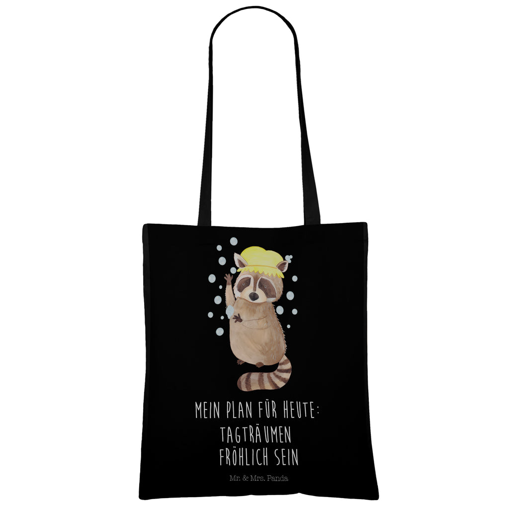 Tragetasche Waschbär Beuteltasche, Beutel, Einkaufstasche, Jutebeutel, Stoffbeutel, Tiermotive, Gute Laune, lustige Sprüche, Tiere, Waschbär, Tagträumen, Plan, Fröhlich, waschen, Seifenblasen