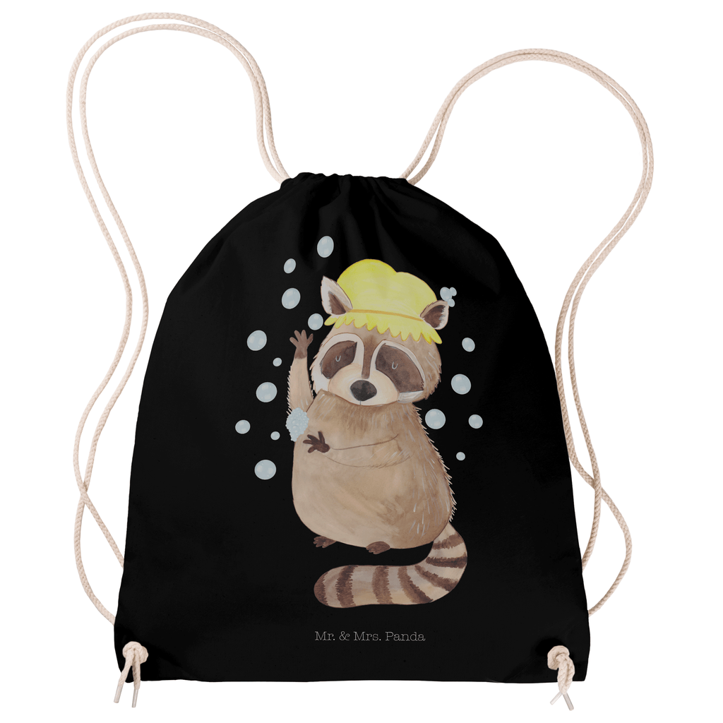 Sportbeutel Waschbär Turnbeutel, Beutel, Sporttasche, Tasche, Stoffbeutel, Tiermotive, Gute Laune, lustige Sprüche, Tiere, Waschbär, Tagträumen, Plan, Fröhlich, waschen, Seifenblasen