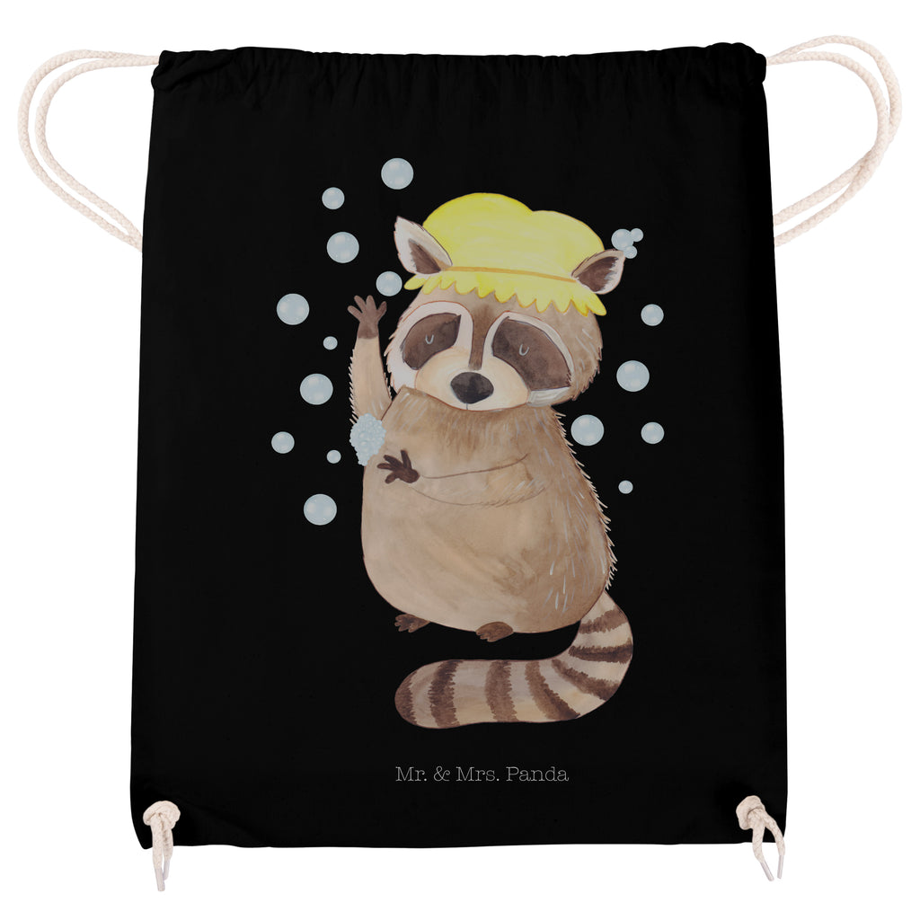 Sportbeutel Waschbär Turnbeutel, Beutel, Sporttasche, Tasche, Stoffbeutel, Tiermotive, Gute Laune, lustige Sprüche, Tiere, Waschbär, Tagträumen, Plan, Fröhlich, waschen, Seifenblasen
