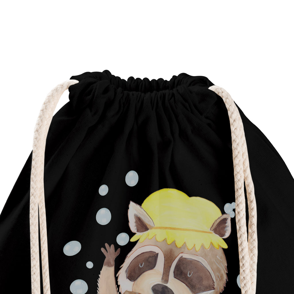 Sportbeutel Waschbär Turnbeutel, Beutel, Sporttasche, Tasche, Stoffbeutel, Tiermotive, Gute Laune, lustige Sprüche, Tiere, Waschbär, Tagträumen, Plan, Fröhlich, waschen, Seifenblasen