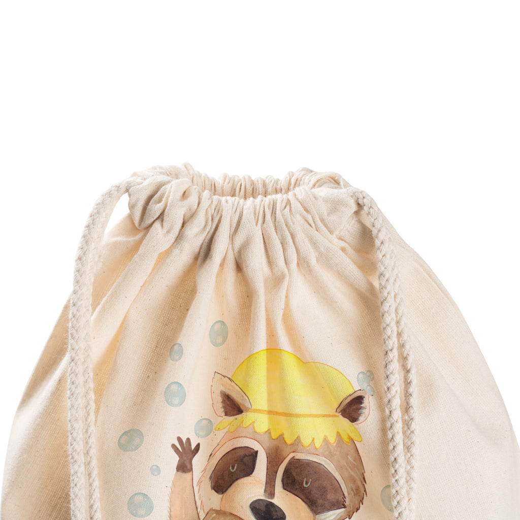 Sportbeutel Waschbär Turnbeutel, Beutel, Sporttasche, Tasche, Stoffbeutel, Tiermotive, Gute Laune, lustige Sprüche, Tiere, Waschbär, Tagträumen, Plan, Fröhlich, waschen, Seifenblasen