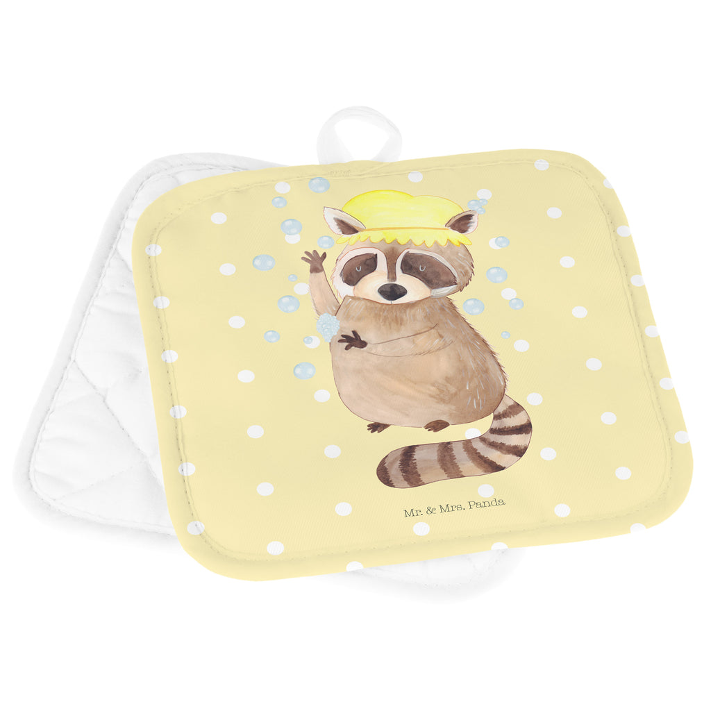 2er Set Topflappen  Waschbär Topflappen, Topfuntersetzer, Ofenhandschuh, Topflappen Set, Topflappen lustig, Topflappen mit Spruch, Tiermotive, Gute Laune, lustige Sprüche, Tiere, Waschbär, Tagträumen, Plan, Fröhlich, waschen, Seifenblasen