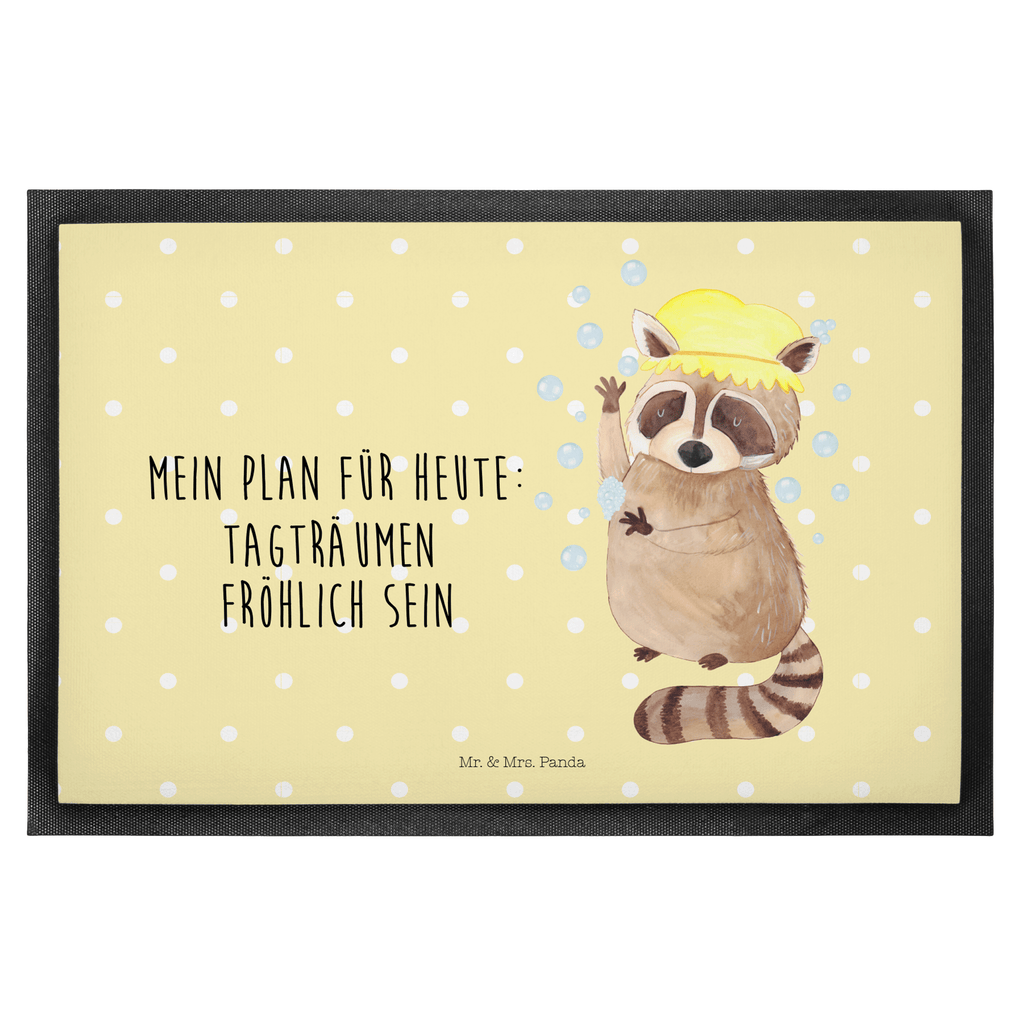Fußmatte Waschbär Waschbär, Tagträumen, Plan, Fröhlich, waschen, Seifenblasen Türvorleger, Schmutzmatte, Fußabtreter, Matte, Schmutzfänger, Fußabstreifer, Schmutzfangmatte, Türmatte, Motivfußmatte,  Haustürmatte, Vorleger  süße Tiermotive, gute Laune, lustige Sprüche, Tiere