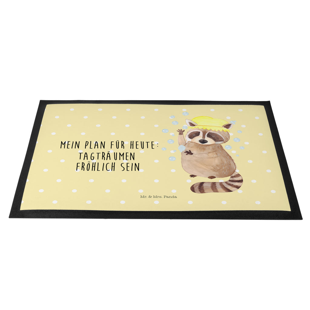 Fußmatte Waschbär Waschbär, Tagträumen, Plan, Fröhlich, waschen, Seifenblasen Türvorleger, Schmutzmatte, Fußabtreter, Matte, Schmutzfänger, Fußabstreifer, Schmutzfangmatte, Türmatte, Motivfußmatte,  Haustürmatte, Vorleger  süße Tiermotive, gute Laune, lustige Sprüche, Tiere