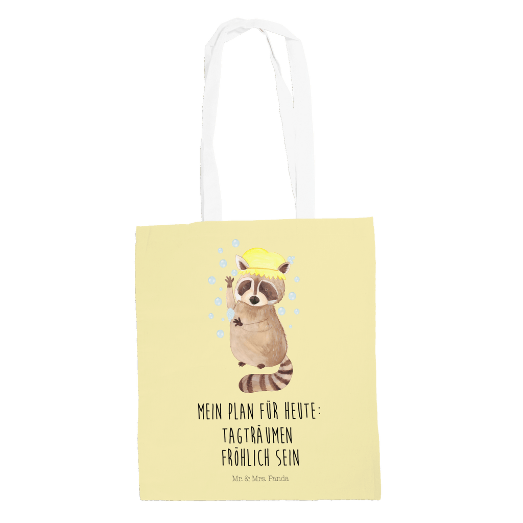 Tragetasche Waschbär Beuteltasche, Beutel, Einkaufstasche, Jutebeutel, Stoffbeutel, Tiermotive, Gute Laune, lustige Sprüche, Tiere, Waschbär, Tagträumen, Plan, Fröhlich, waschen, Seifenblasen