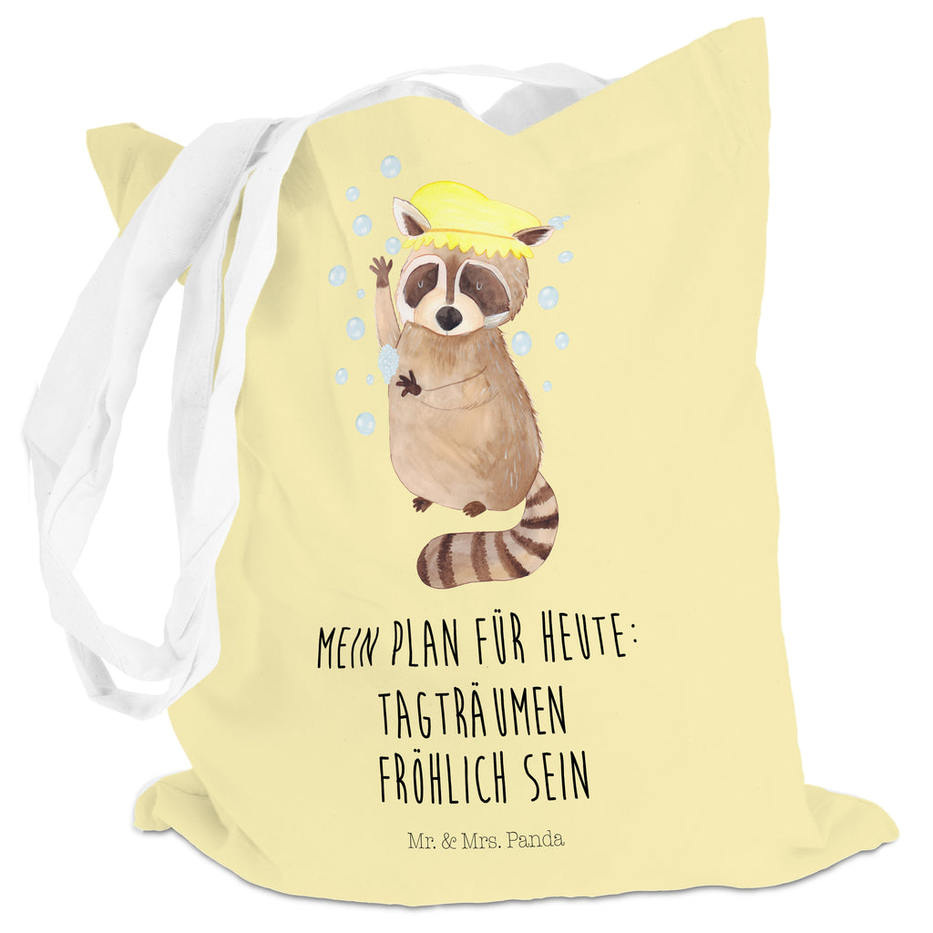 Tragetasche Waschbär Beuteltasche, Beutel, Einkaufstasche, Jutebeutel, Stoffbeutel, Tiermotive, Gute Laune, lustige Sprüche, Tiere, Waschbär, Tagträumen, Plan, Fröhlich, waschen, Seifenblasen