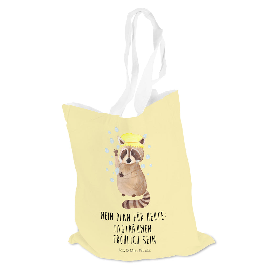 Tragetasche Waschbär Beuteltasche, Beutel, Einkaufstasche, Jutebeutel, Stoffbeutel, Tiermotive, Gute Laune, lustige Sprüche, Tiere, Waschbär, Tagträumen, Plan, Fröhlich, waschen, Seifenblasen