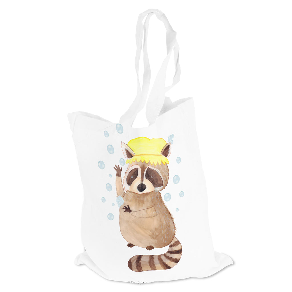 Tragetasche Waschbär Beuteltasche, Beutel, Einkaufstasche, Jutebeutel, Stoffbeutel, Tiermotive, Gute Laune, lustige Sprüche, Tiere, Waschbär, Tagträumen, Plan, Fröhlich, waschen, Seifenblasen