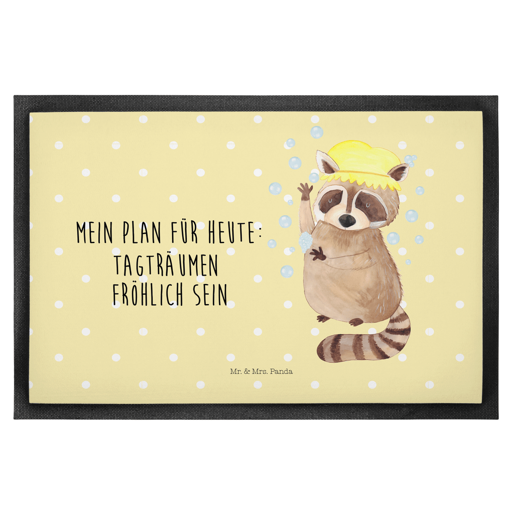 Fußmatte Waschbär Waschbär, Tagträumen, Plan, Fröhlich, waschen, Seifenblasen Türvorleger, Schmutzmatte, Fußabtreter, Matte, Schmutzfänger, Fußabstreifer, Schmutzfangmatte, Türmatte, Motivfußmatte,  Haustürmatte, Vorleger  süße Tiermotive, gute Laune, lustige Sprüche, Tiere