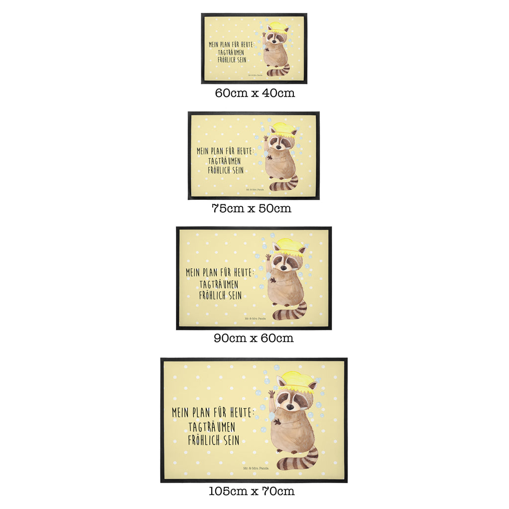 Fußmatte Waschbär Waschbär, Tagträumen, Plan, Fröhlich, waschen, Seifenblasen Türvorleger, Schmutzmatte, Fußabtreter, Matte, Schmutzfänger, Fußabstreifer, Schmutzfangmatte, Türmatte, Motivfußmatte,  Haustürmatte, Vorleger  süße Tiermotive, gute Laune, lustige Sprüche, Tiere