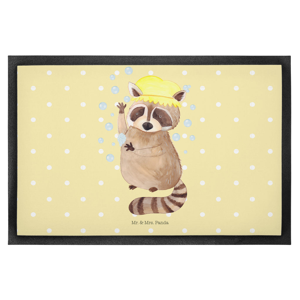 Fußmatte Waschbär Waschbär, Tagträumen, Plan, Fröhlich, waschen, Seifenblasen Türvorleger, Schmutzmatte, Fußabtreter, Matte, Schmutzfänger, Fußabstreifer, Schmutzfangmatte, Türmatte, Motivfußmatte,  Haustürmatte, Vorleger  süße Tiermotive, gute Laune, lustige Sprüche, Tiere