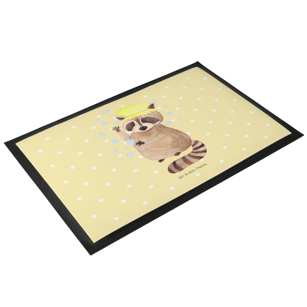 Fußmatte Waschbär Waschbär, Tagträumen, Plan, Fröhlich, waschen, Seifenblasen Türvorleger, Schmutzmatte, Fußabtreter, Matte, Schmutzfänger, Fußabstreifer, Schmutzfangmatte, Türmatte, Motivfußmatte,  Haustürmatte, Vorleger  süße Tiermotive, gute Laune, lustige Sprüche, Tiere