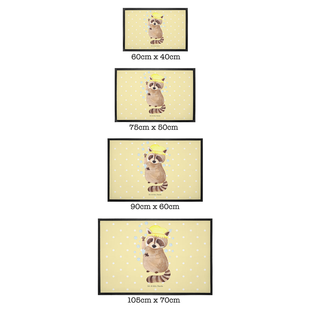 Fußmatte Waschbär Waschbär, Tagträumen, Plan, Fröhlich, waschen, Seifenblasen Türvorleger, Schmutzmatte, Fußabtreter, Matte, Schmutzfänger, Fußabstreifer, Schmutzfangmatte, Türmatte, Motivfußmatte,  Haustürmatte, Vorleger  süße Tiermotive, gute Laune, lustige Sprüche, Tiere