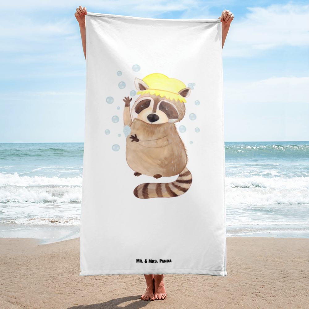 XL Badehandtuch Waschbär Handtuch, Badetuch, Duschtuch, Strandtuch, Saunatuch, Tiermotive, Gute Laune, lustige Sprüche, Tiere, Waschbär, Tagträumen, Plan, Fröhlich, waschen, Seifenblasen