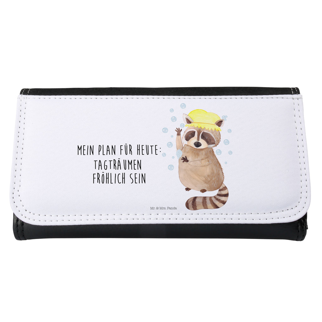 Damen Portemonnaie Waschbär Portemonnaie, Portemonee, Geldbörse, Damen, Groß, XXL, Geldbeutel, Portemonnaies, Tiermotive, Gute Laune, lustige Sprüche, Tiere, Waschbär, Tagträumen, Plan, Fröhlich, waschen, Seifenblasen