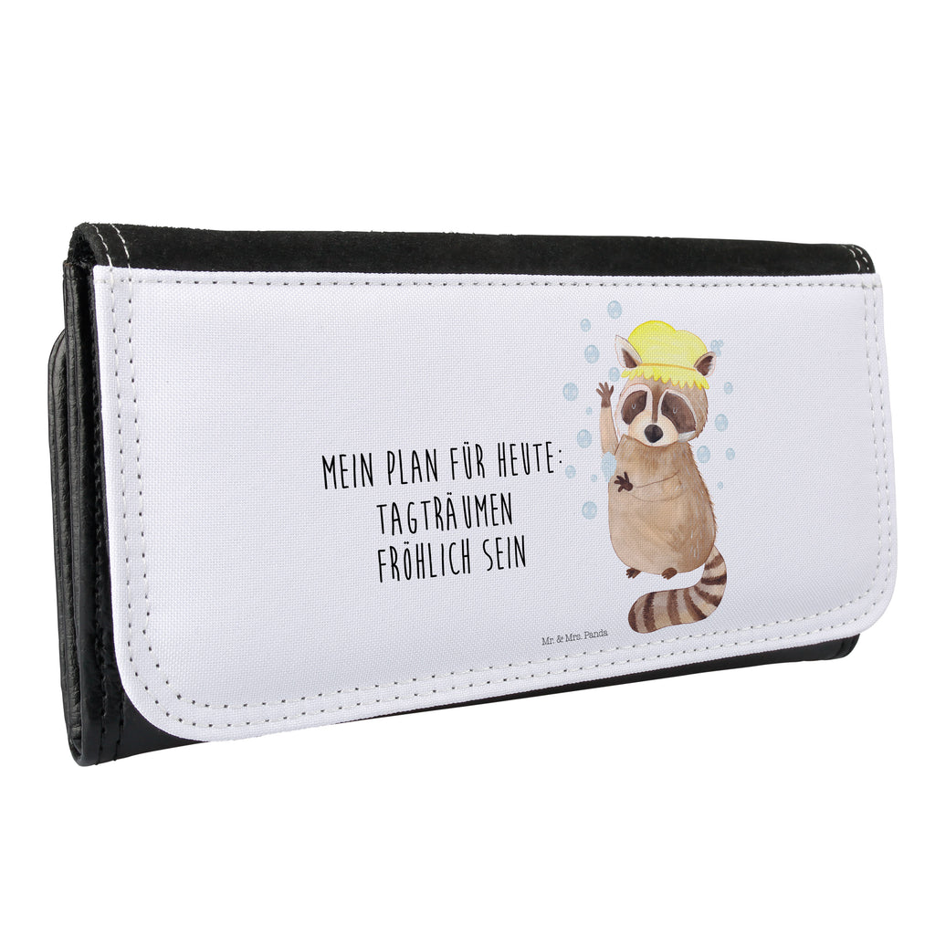 Damen Portemonnaie Waschbär Portemonnaie, Portemonee, Geldbörse, Damen, Groß, XXL, Geldbeutel, Portemonnaies, Tiermotive, Gute Laune, lustige Sprüche, Tiere, Waschbär, Tagträumen, Plan, Fröhlich, waschen, Seifenblasen