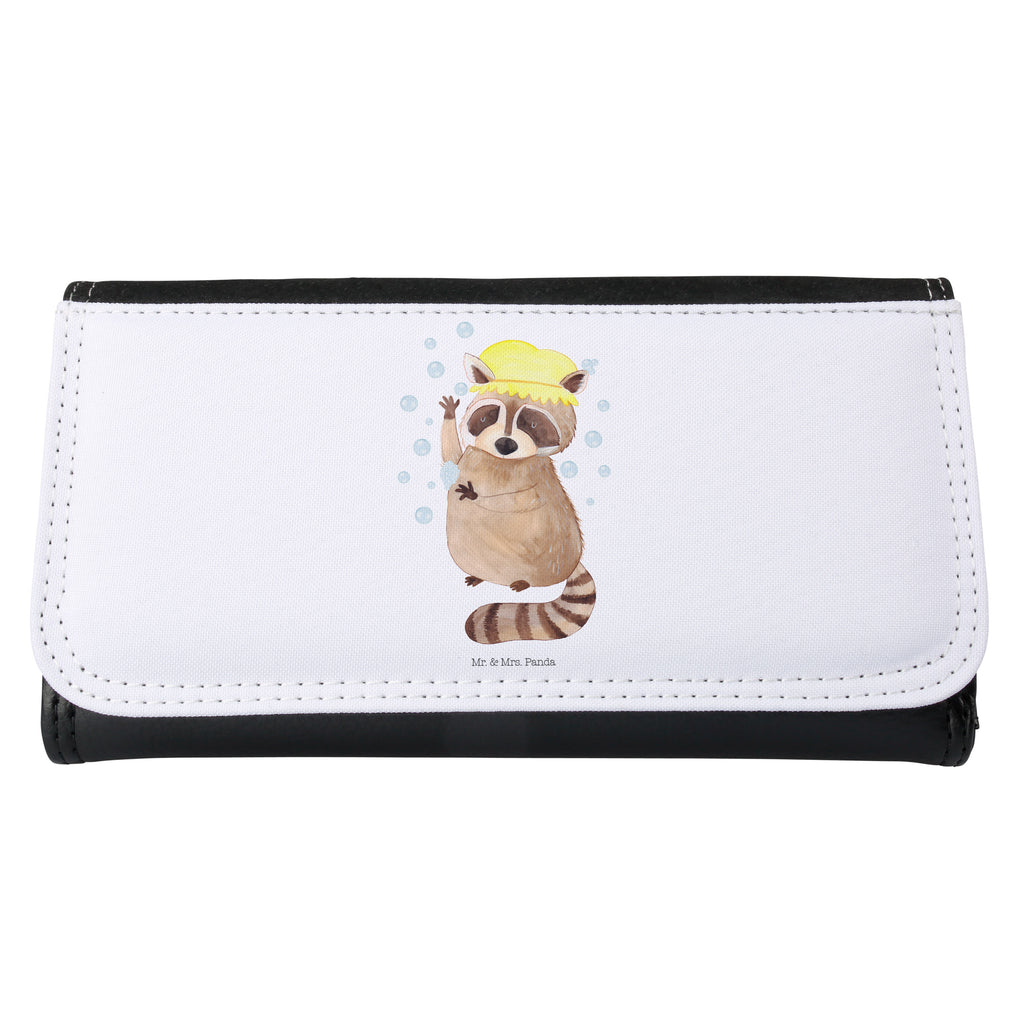 Damen Portemonnaie Waschbär Portemonnaie, Portemonee, Geldbörse, Damen, Groß, XXL, Geldbeutel, Portemonnaies, Tiermotive, Gute Laune, lustige Sprüche, Tiere, Waschbär, Tagträumen, Plan, Fröhlich, waschen, Seifenblasen