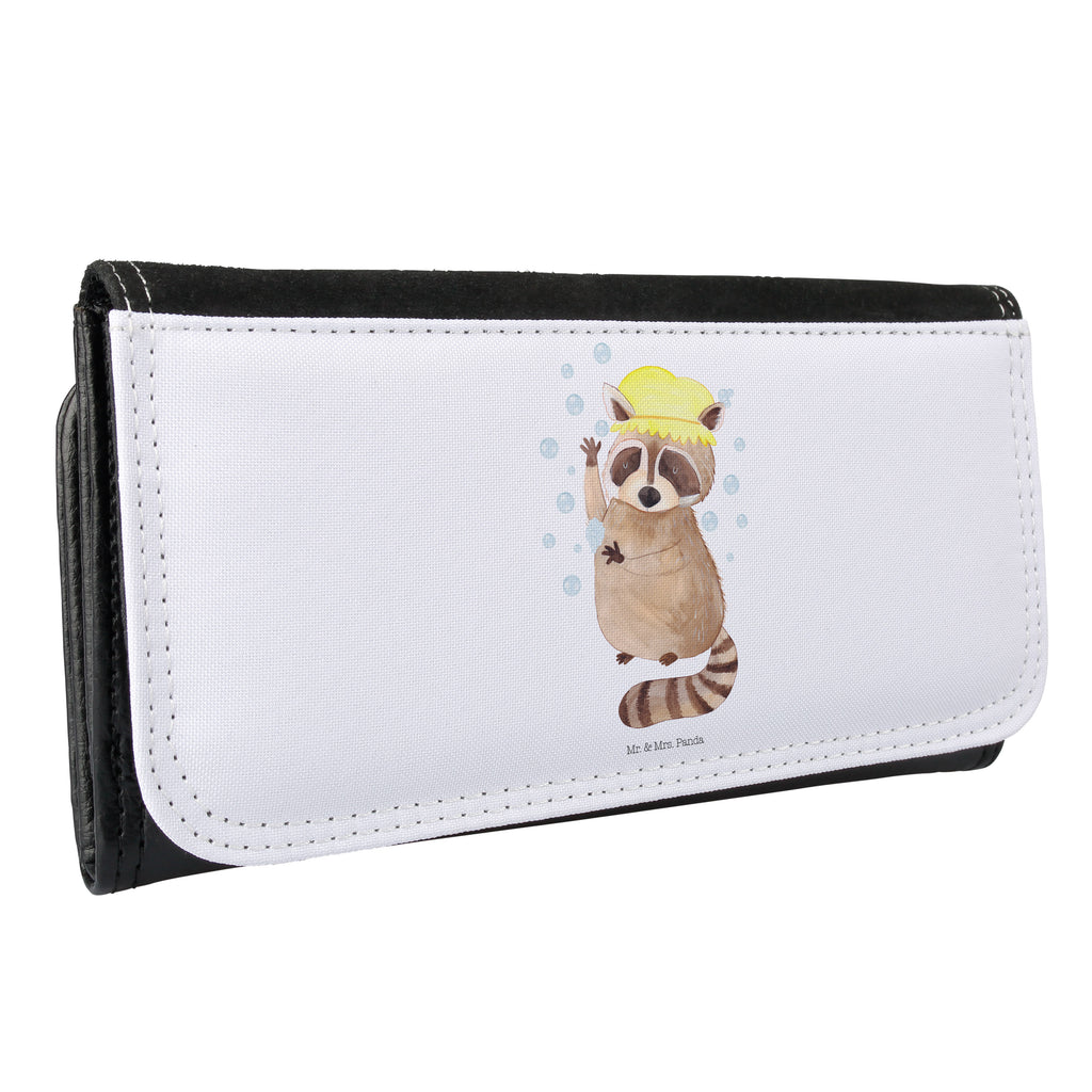 Damen Portemonnaie Waschbär Portemonnaie, Portemonee, Geldbörse, Damen, Groß, XXL, Geldbeutel, Portemonnaies, Tiermotive, Gute Laune, lustige Sprüche, Tiere, Waschbär, Tagträumen, Plan, Fröhlich, waschen, Seifenblasen