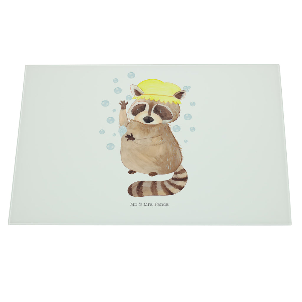 XL Glas Schneidbrett Waschbär Glasschneidebrett, Schneidebrett, Frühstücksbrett, Küche, Tiermotive, Gute Laune, lustige Sprüche, Tiere, Waschbär, Tagträumen, Plan, Fröhlich, waschen, Seifenblasen