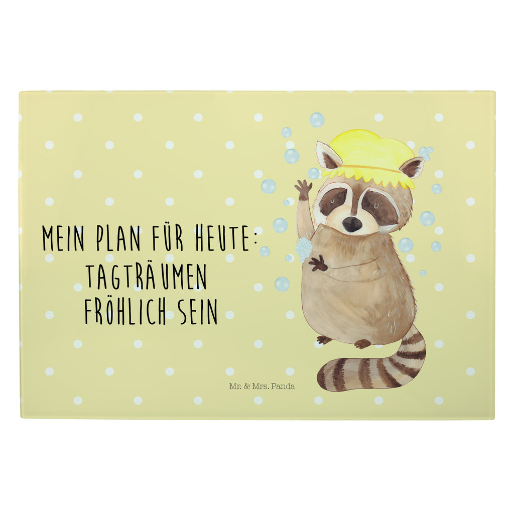XL Glas Schneidbrett Waschbär Glasschneidebrett, Schneidebrett, Frühstücksbrett, Küche, Tiermotive, Gute Laune, lustige Sprüche, Tiere, Waschbär, Tagträumen, Plan, Fröhlich, waschen, Seifenblasen
