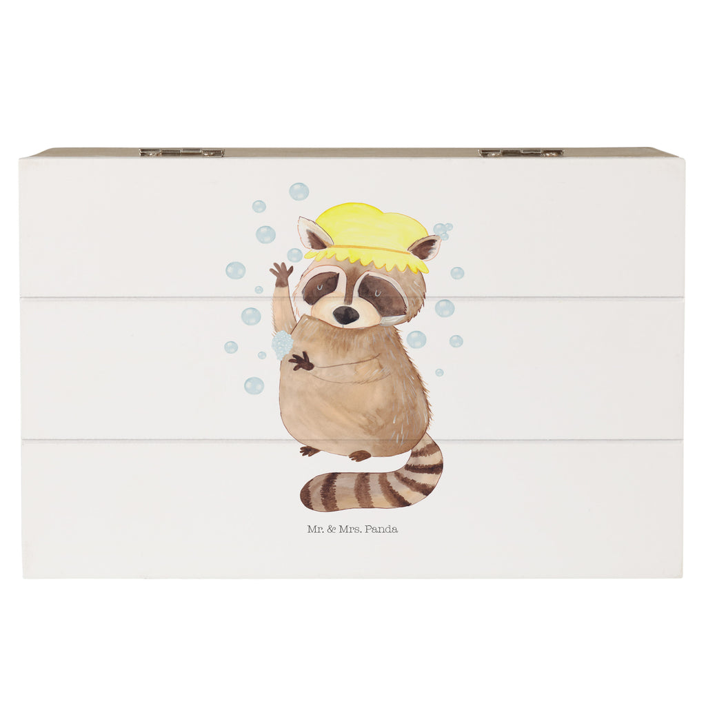 Holzkiste Waschbär Holzkiste, Kiste, Schatzkiste, Truhe, Schatulle, XXL, Erinnerungsbox, Erinnerungskiste, Dekokiste, Aufbewahrungsbox, Tiermotive, Gute Laune, lustige Sprüche, Tiere, Waschbär, Tagträumen, Plan, Fröhlich, waschen, Seifenblasen