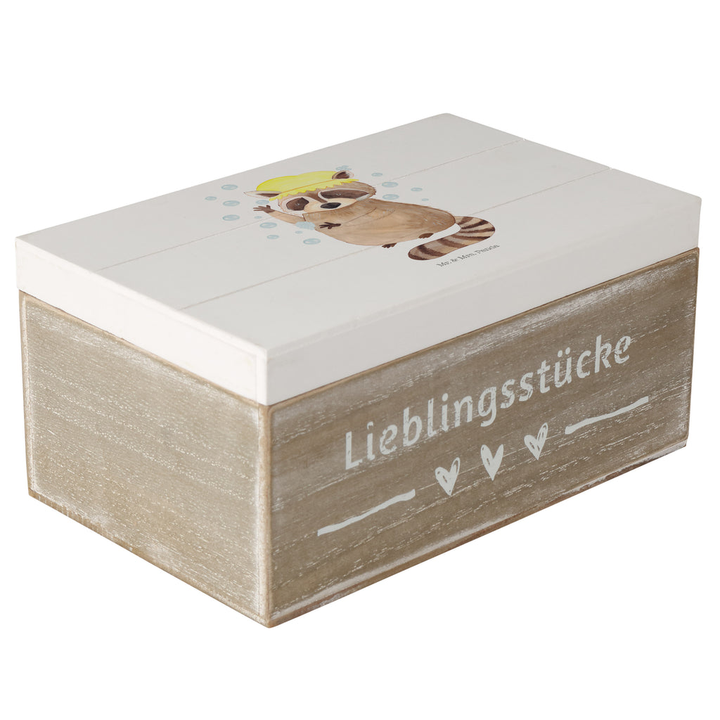 Holzkiste Waschbär Holzkiste, Kiste, Schatzkiste, Truhe, Schatulle, XXL, Erinnerungsbox, Erinnerungskiste, Dekokiste, Aufbewahrungsbox, Tiermotive, Gute Laune, lustige Sprüche, Tiere, Waschbär, Tagträumen, Plan, Fröhlich, waschen, Seifenblasen