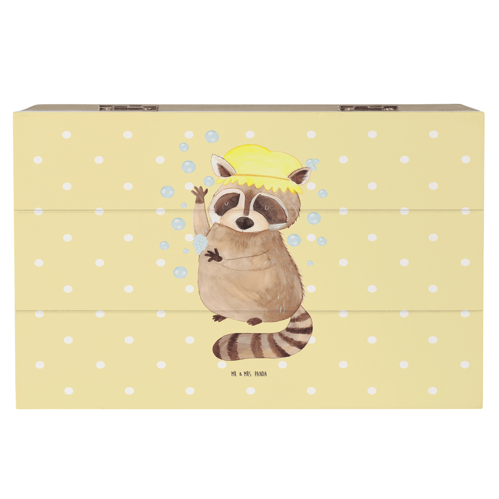Holzkiste Waschbär Holzkiste, Kiste, Schatzkiste, Truhe, Schatulle, XXL, Erinnerungsbox, Erinnerungskiste, Dekokiste, Aufbewahrungsbox, Tiermotive, Gute Laune, lustige Sprüche, Tiere, Waschbär, Tagträumen, Plan, Fröhlich, waschen, Seifenblasen