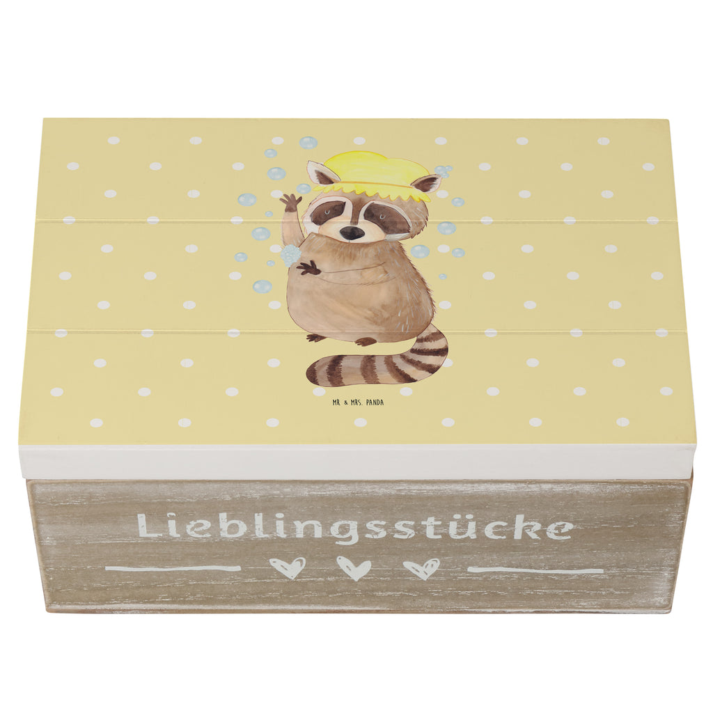 Holzkiste Waschbär Holzkiste, Kiste, Schatzkiste, Truhe, Schatulle, XXL, Erinnerungsbox, Erinnerungskiste, Dekokiste, Aufbewahrungsbox, Tiermotive, Gute Laune, lustige Sprüche, Tiere, Waschbär, Tagträumen, Plan, Fröhlich, waschen, Seifenblasen