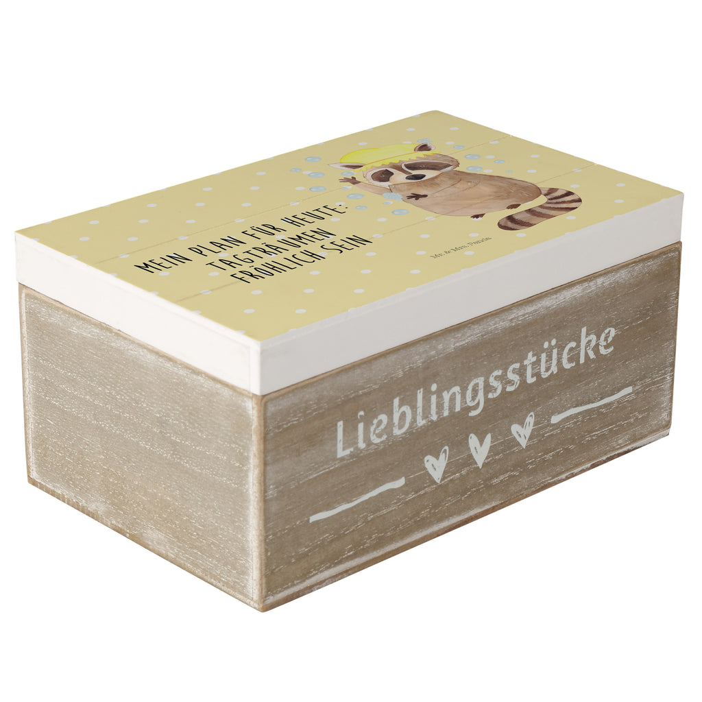 Holzkiste Waschbär Holzkiste, Kiste, Schatzkiste, Truhe, Schatulle, XXL, Erinnerungsbox, Erinnerungskiste, Dekokiste, Aufbewahrungsbox, Tiermotive, Gute Laune, lustige Sprüche, Tiere, Waschbär, Tagträumen, Plan, Fröhlich, waschen, Seifenblasen
