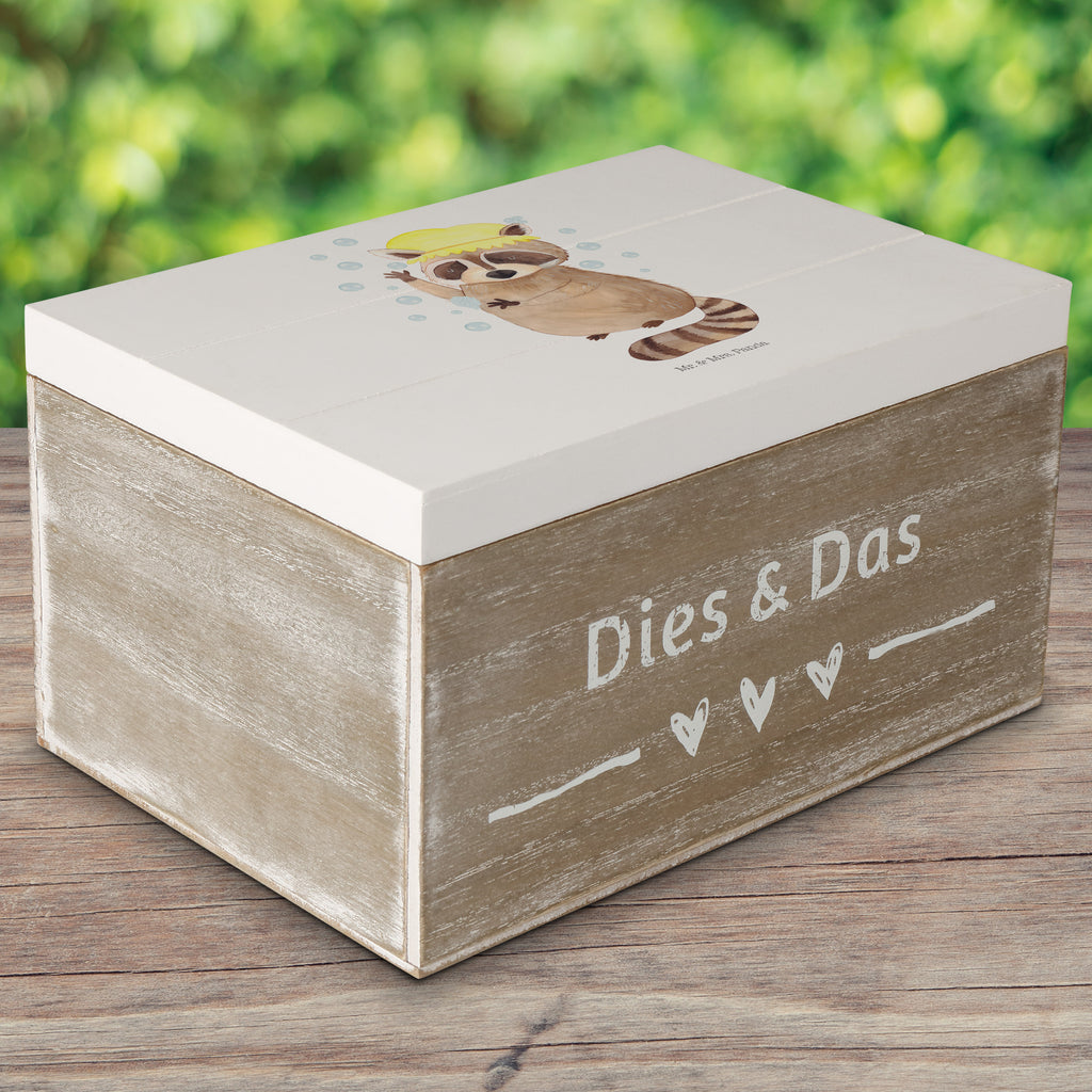 Holzkiste Waschbär Holzkiste, Kiste, Schatzkiste, Truhe, Schatulle, XXL, Erinnerungsbox, Erinnerungskiste, Dekokiste, Aufbewahrungsbox, Tiermotive, Gute Laune, lustige Sprüche, Tiere, Waschbär, Tagträumen, Plan, Fröhlich, waschen, Seifenblasen