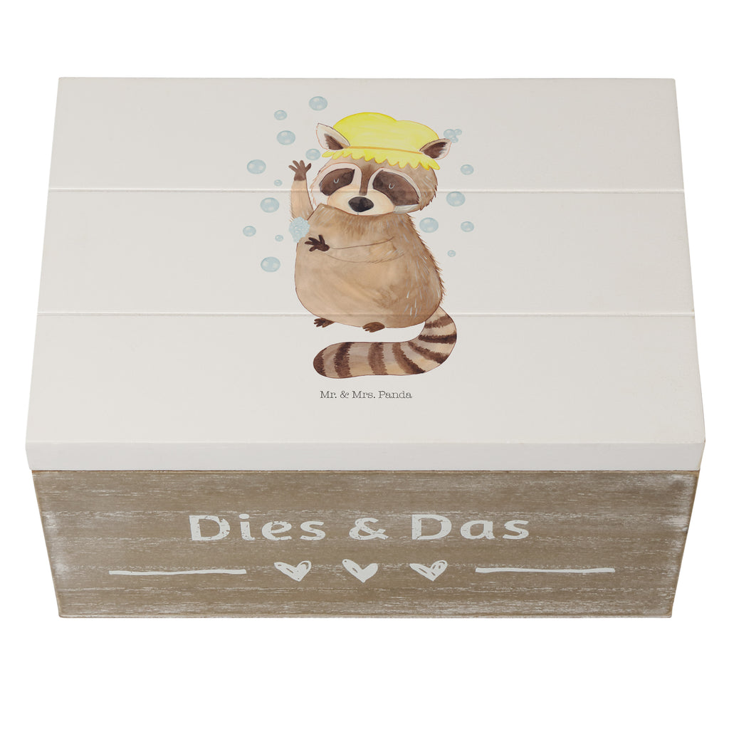 Holzkiste Waschbär Holzkiste, Kiste, Schatzkiste, Truhe, Schatulle, XXL, Erinnerungsbox, Erinnerungskiste, Dekokiste, Aufbewahrungsbox, Tiermotive, Gute Laune, lustige Sprüche, Tiere, Waschbär, Tagträumen, Plan, Fröhlich, waschen, Seifenblasen