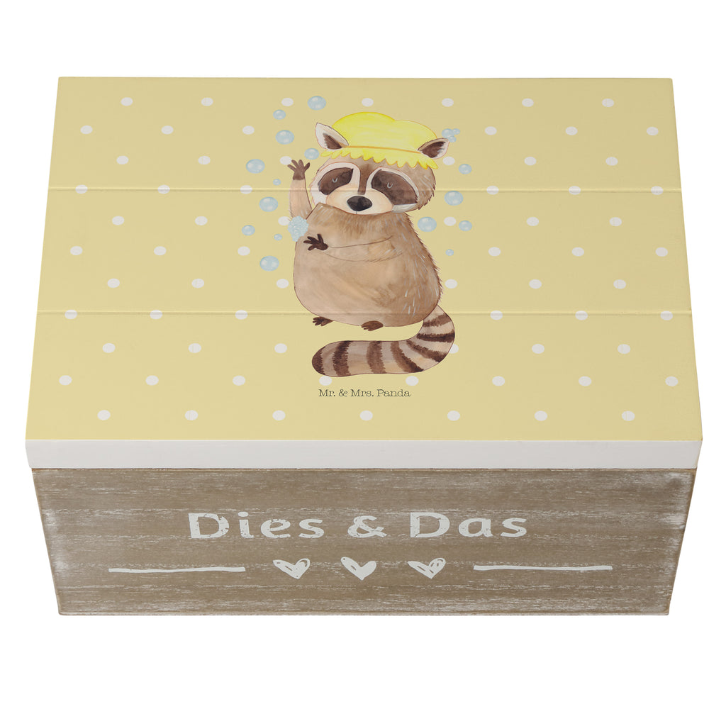 Holzkiste Waschbär Holzkiste, Kiste, Schatzkiste, Truhe, Schatulle, XXL, Erinnerungsbox, Erinnerungskiste, Dekokiste, Aufbewahrungsbox, Tiermotive, Gute Laune, lustige Sprüche, Tiere, Waschbär, Tagträumen, Plan, Fröhlich, waschen, Seifenblasen