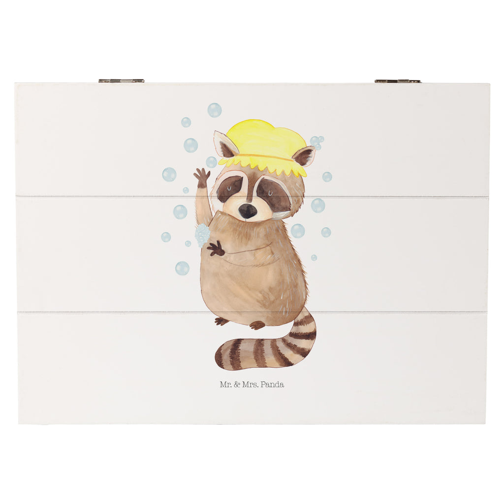 Holzkiste Waschbär Holzkiste, Kiste, Schatzkiste, Truhe, Schatulle, XXL, Erinnerungsbox, Erinnerungskiste, Dekokiste, Aufbewahrungsbox, Tiermotive, Gute Laune, lustige Sprüche, Tiere, Waschbär, Tagträumen, Plan, Fröhlich, waschen, Seifenblasen