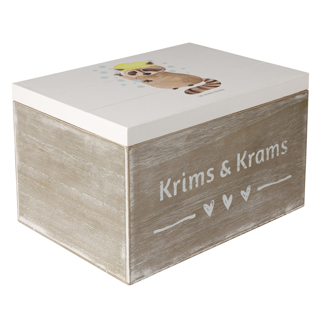 Holzkiste Waschbär Holzkiste, Kiste, Schatzkiste, Truhe, Schatulle, XXL, Erinnerungsbox, Erinnerungskiste, Dekokiste, Aufbewahrungsbox, Tiermotive, Gute Laune, lustige Sprüche, Tiere, Waschbär, Tagträumen, Plan, Fröhlich, waschen, Seifenblasen