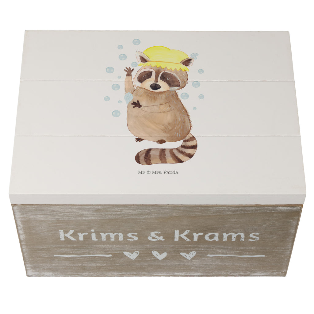 Holzkiste Waschbär Holzkiste, Kiste, Schatzkiste, Truhe, Schatulle, XXL, Erinnerungsbox, Erinnerungskiste, Dekokiste, Aufbewahrungsbox, Tiermotive, Gute Laune, lustige Sprüche, Tiere, Waschbär, Tagträumen, Plan, Fröhlich, waschen, Seifenblasen